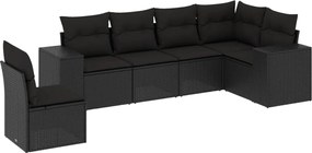 vidaXL Set mobilier de grădină cu perne, 6 piese, negru, poliratan