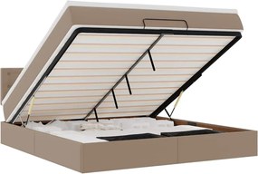 vidaXL Pat otoman cu saltele și LEDs, 160x200cm, piele ecologică