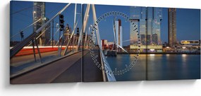 Tablou - Amurg în Rotterdam, Olanda (cu ceas) (90x30 cm)