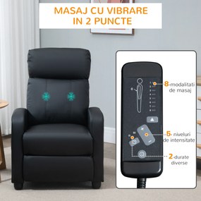 HOMCOM Fotoliu pentru relaxare cu masaj cu 8 moduri si 5 intensitati, cu suport pentru picioare si telecomanda | Aosom Romania