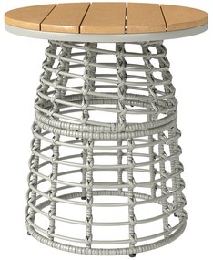 Outsunny Masă de cafea de grădină masă auxiliară exterior rotundă în răchită de aspect rotință și placă compozită Ø45 x 50 cm gri | Aosom Romania
