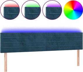 vidaXL Tăblie de pat cu LED, albastru închis, 180x5x78/88 cm, catifea