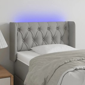 3123546 vidaXL Tăblie de pat cu LED, gri deschis, 83x16x78/88 cm, textil