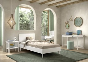 Set Mobilier Camera Copii Forrest Beech, Pat 90x200 cm, Noptieră și Birou, din Lemn de Fag Lăcuit Alb – Vipack