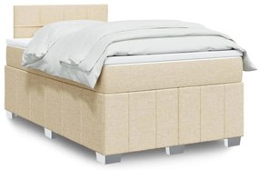 vidaXL Pat continental cu saltea, crem, 120x190 cm, textil