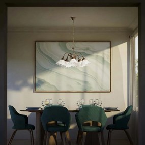 Candelabru 5 brate din alama si abajur ceramic Zefira