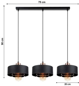 Lustră pe cablu VEST 3xE27/60W/230V