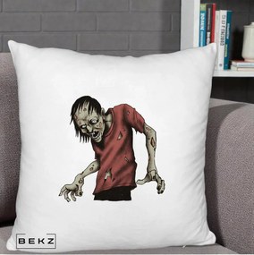 Perna Decorativa Halloween Zombie Infricosator, 40x40 cm, Alb Pufos, Husa Detasabila, Perna Inclusa, BEKZ®