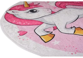 Covor pentru copii roz lavabil ø120 cm Pink Unicorn – Vitaus