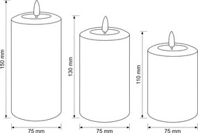 BRILAGI - Set 3x lumânare LED LED/2xAA gri