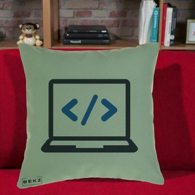 Perna Personalizata Laptop Cod HTML, 40x40 cm, Verde, Husa Detasabila, Perna Inclusa, BEKZ®