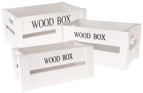 Cutii de depozitare albe 3 buc. din lemn 30x20x15 cm Wood Box – Dakls