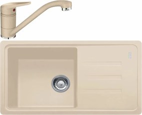 Set chiuveta bucatarie compozit Franke Malta Avena 1 cuva cu picurator 78x43.5 cm reversibila finisaj bej mat plus baterie