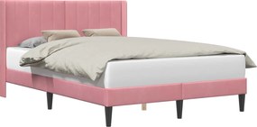 vidaXL Cadru de pat cu headboard Roz 160 x 200 cm Catifea