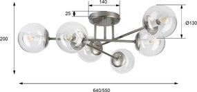 Lustră de tavan aplicată MALENA 6xE14/5W/230V crom mat/clar