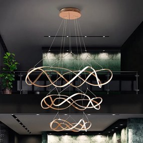 Lustra LED dimabila XXL pentru casa scarii design lux 110cm Molly aurie