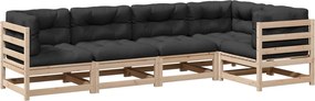vidaXL Set canapele de grădină cu perne, 5 piese, lemn masiv de pin