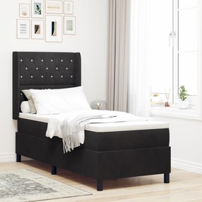 vidaXL Pat box spring cu saltea &amp; LED, negru, 80x200 cm, catifea