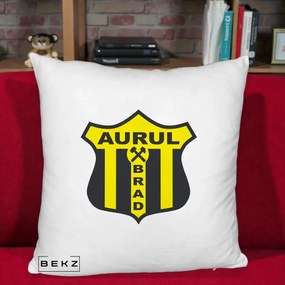 Perna Personalizata Aurul Brad Fotbal, 40x40 cm, Alb Pufos, Husa Detasabila, Perna Inclusa, BEKZ®