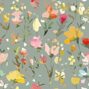 Tapet flori pictate abstract