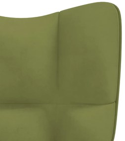 Scaun balansoar cu taburet, verde deschis, catifea 1, Lysegronn, Cu suport de picioare