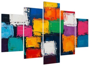 Tablou - Pictură cu pătrate colorate (150x105 cm)