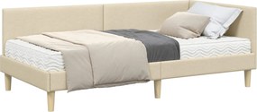 vidaXL Cadru de pat colțar cu saltea Altele Manual 2 pcs Crem țesătură