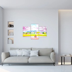 Tablou - Căprioară pictată, acuarelă (90x60 cm)