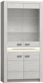 Vitrina INFINITY I-03, frasin alb, PAL melaminat/sticla, 96x42x192 cm