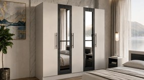 Dulap 5 usi Barcelona 200 cm, Casmir/Lemn Negru