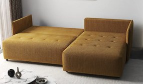 Colțar extensibil dumonde cu ladă de depozitare si sezut confortabil din spuma high-density, Malta Zoom Mustar 235x185 cm