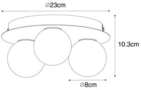 Plafonieră modernă pentru baie neagră cu 3 lumini - Cederic