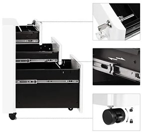 Dulap mobil cu incuietoare, Songmics, Alb, OFC030W01, 30 x 46 x 59 cm