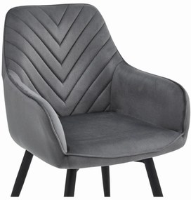 Scaun de masa rotativ NANA360 VELVET, gri inchis