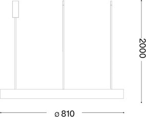 Ideal Lux - GEMINI Lustră LED suspendată pe cablu, 56W/230V, 4000K, diam. 81 cm, CRI 90, alamă