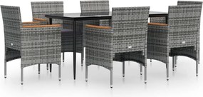 vidaXL Set de servit masa pentru grădină, 7 piese, gri și negru