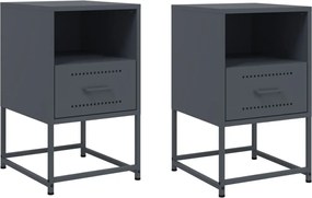 vidaXL Noptiere, 2 buc., antracit, 36x39x60,5 cm, oțel