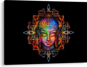 Tablou - Bustul lui Buddha în culori neon (70x50 cm)