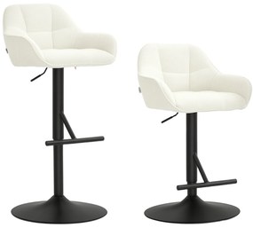 HOMCOM Lot de 2 taburete de bar, scaune de bar, înălțime reglabilă, material textil efect in și bază din oțel, 52,5 x 53 x 86,5-108 cm, crem | Aosom Romania