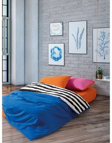 Lenjerie de pat alb-negru din bumbac ranforcé pentru pat dublu, extinsă cu cearceaf inclus, cu 4 piese 200x220 cm Dusk – Mijolnir