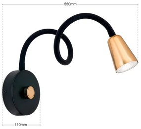 Orion DOTTY - Lampă de perete flexibilă dimmabilă 1xGU10/10W/230V negru/alamă