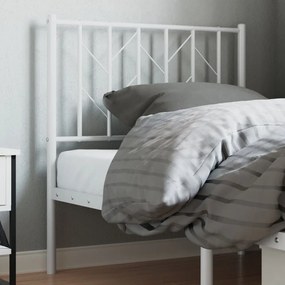 374513 vidaXL Tăblie de pat metalică, alb, 80 cm