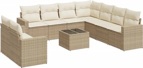 vidaXL Set canapele de grădină cu perne, 10 piese, bej, poliratan