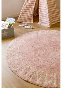 Covor pentru copii roz deschis lavabil/țesut manual din bumbac ø150 cm ABC Vintage Nude – Lorena Canals