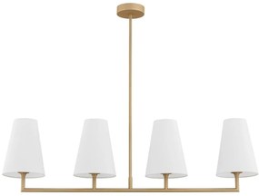 Lustra cu 4 brate design modern Safiano auriu, alb