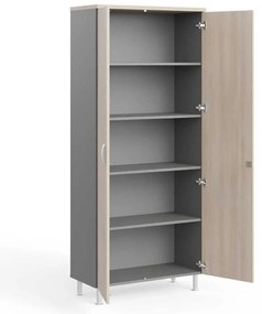 Dulap înalt Manager LUX 90 x 43 x 207,4 cm, salcâm deschis / gri