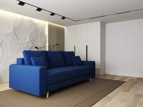 Canapea extensibilă dumonde cu ladă de depozitare si sezut confortabil din spuma high-density, Kronos Royal Albastru 210x100 cm