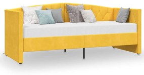 337211 vidaXL Pat de zi, galben, 90x200 cm, catifea, USB
