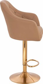 HR831W Scaun Caramel Piele Ecologica Premium Soft cu Bază Aurie