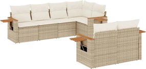vidaXL Set canapele de grădină, 7 piese, cu perne, bej, poliratan
